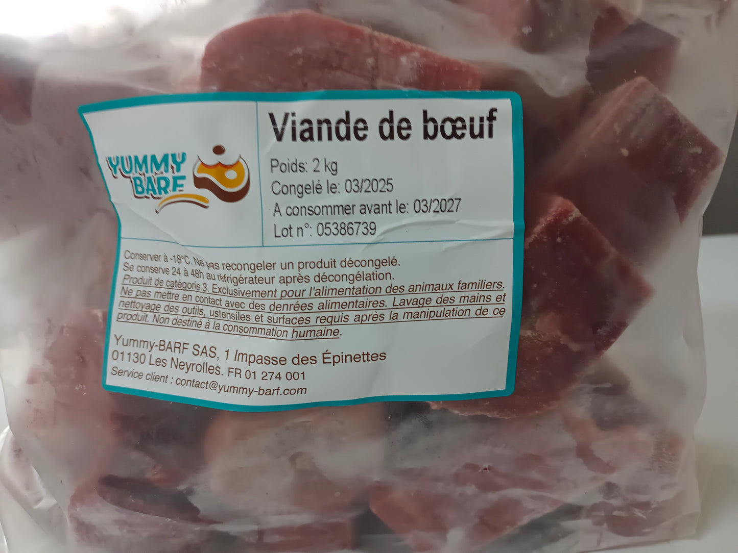 Viande de boeuf en cubes 2 kg