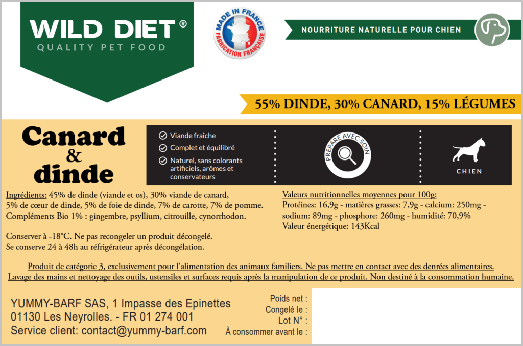 Mix canard dinde 1 kg