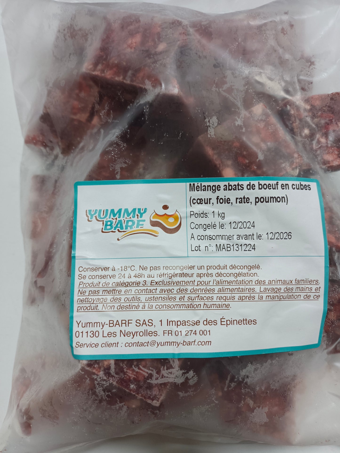 Mélange d' abats de bœuf en cubes 1 kg