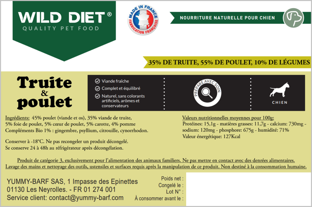 Mix complet truite/ poulet 1kg